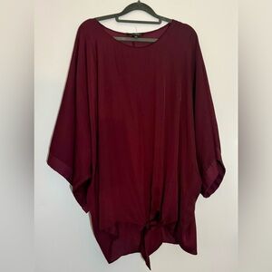 Suzanne Betro blouse size large side ties, color is eggplant